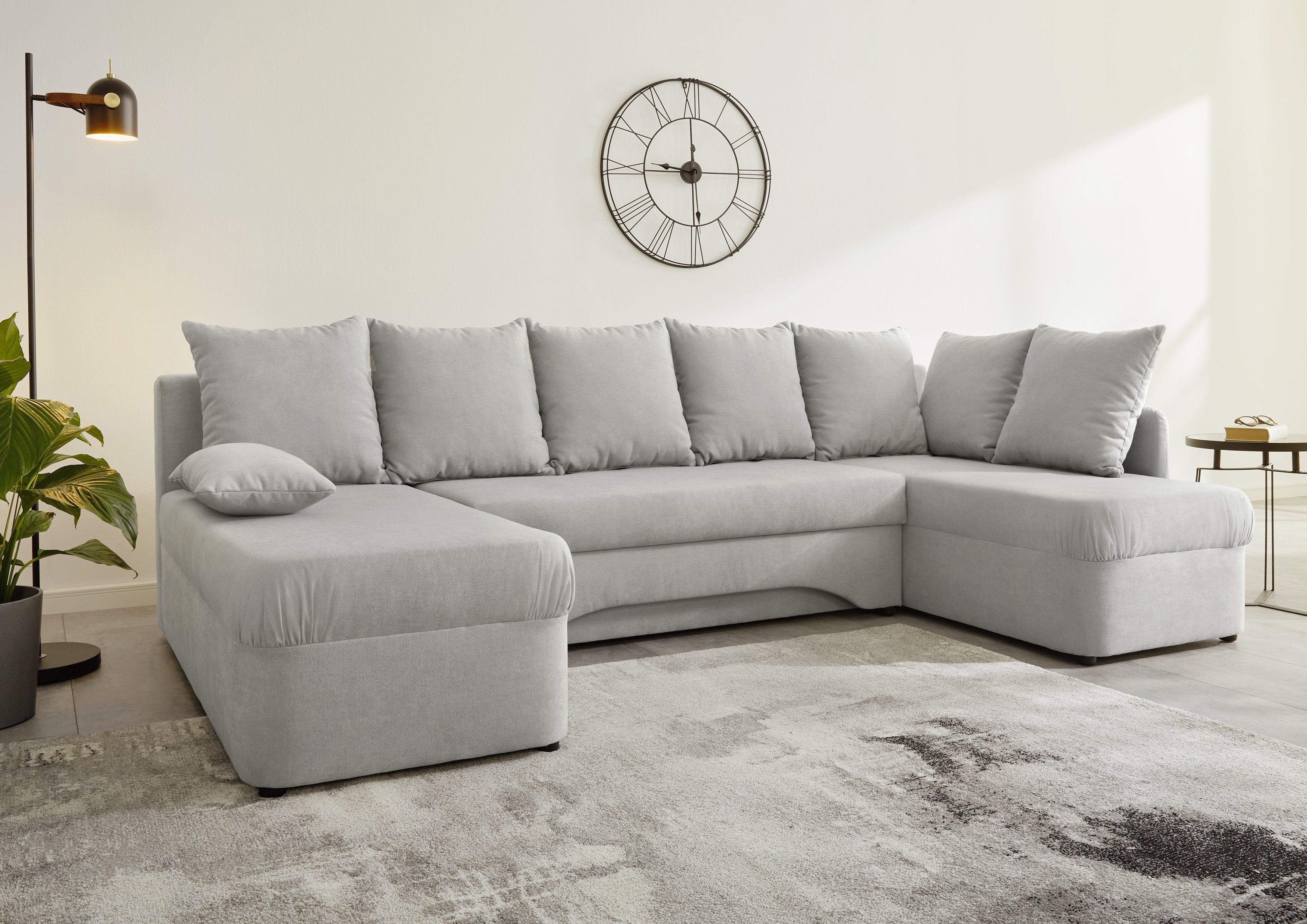 Jockenhöfer Gruppe Wohnlandschaft Arktis U-Form, B: 260 cm, auch in Cord, Sofa mit Bettkasten & Schlaffunktion, zahlreiche Kissen