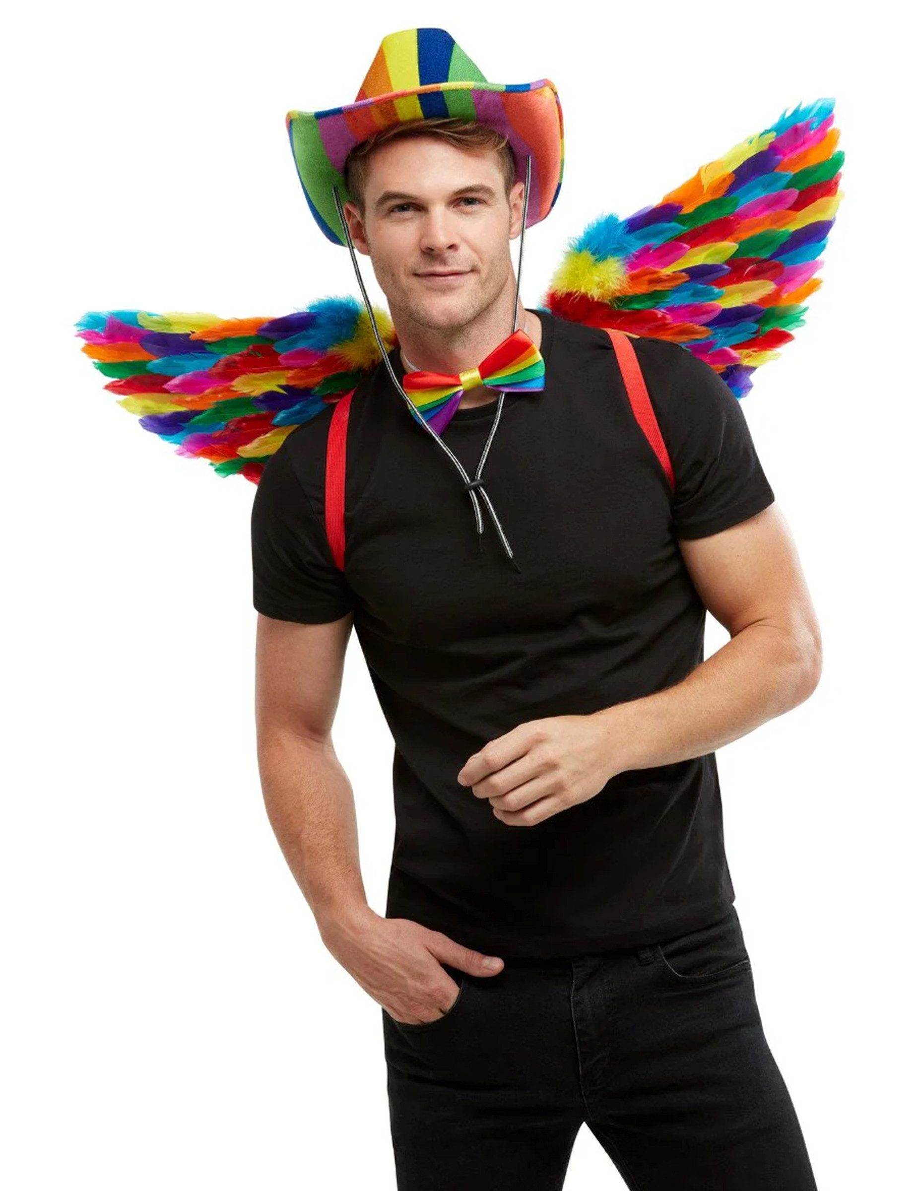Smiffys Kostüm Regenbogen-Flügel Accessoire Fasching Pride bunt