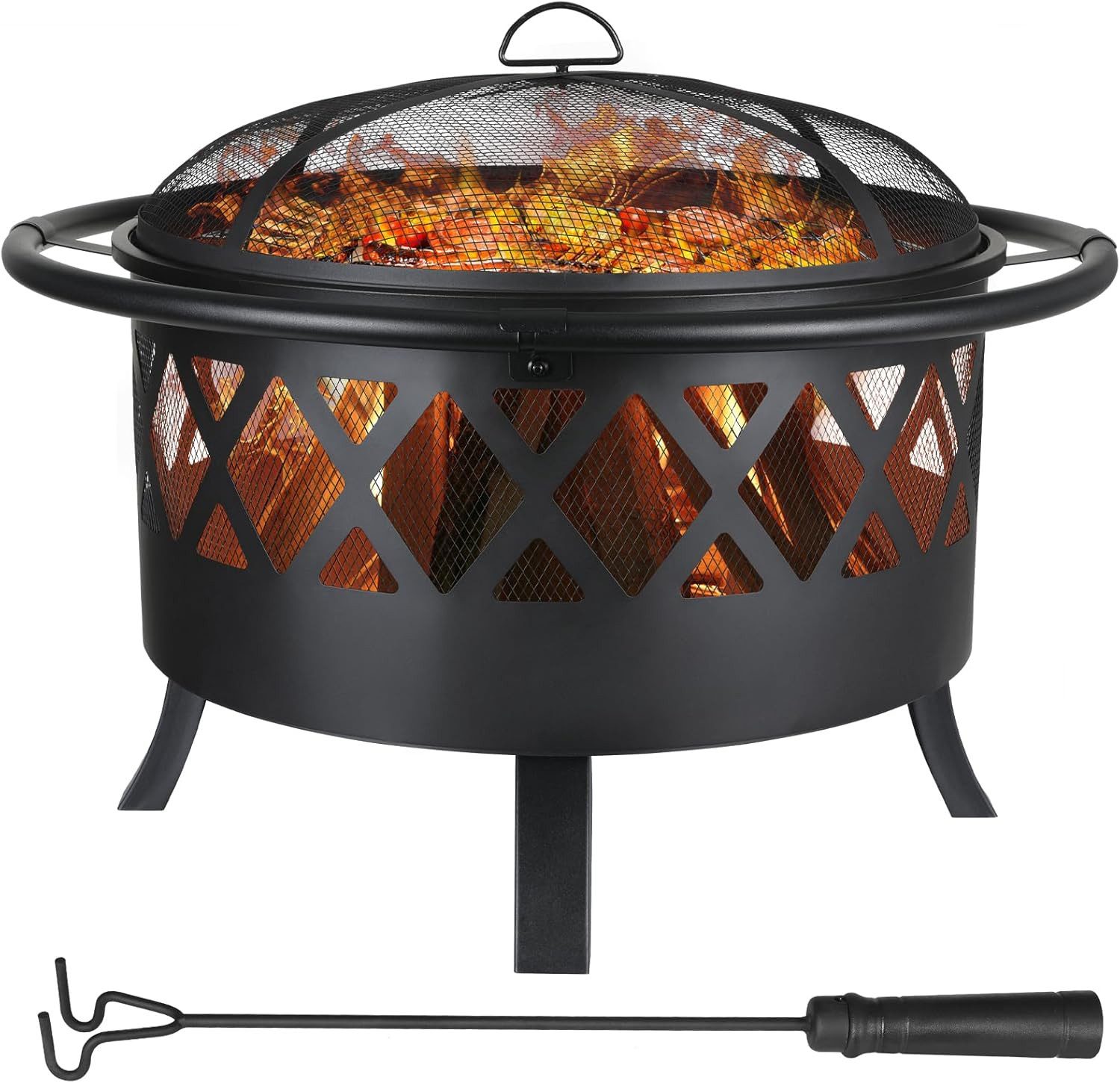 TLGREEN Feuerschale Feuerschalen für den Garten, Feuerschalen mit Grillrost, mit Funkenschutz, Ø81cm Feuerstelle