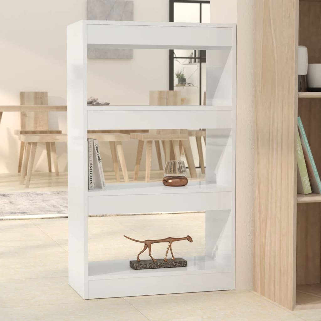 60x30x103cm Bücherregal/Raumteiler Holzwerkstoff Bücherregal Hochglanz-Weiß furnicato