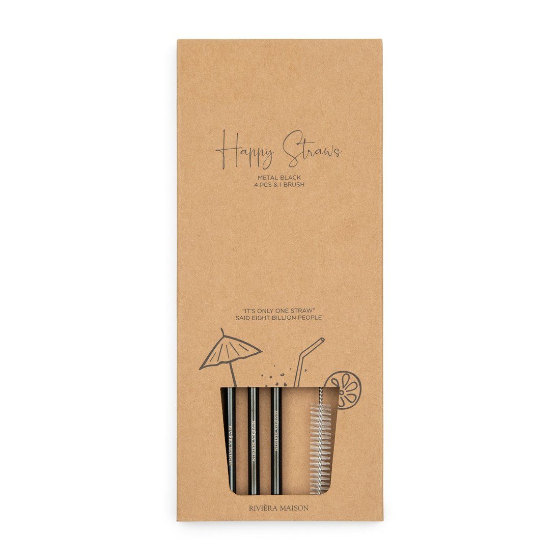 Rivièra Maison Trinkhalme Rivièra Maison Set Happy Straws Metal 4 pieces Metallstrohhalme