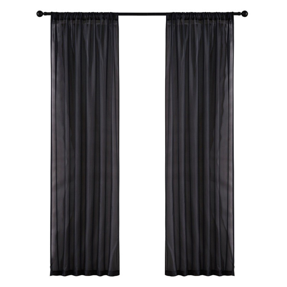 Gardine Gardinen Vorhang transparent für Fensterschal Wohnzimmer Schlafzimmer, Jormftte schwarz