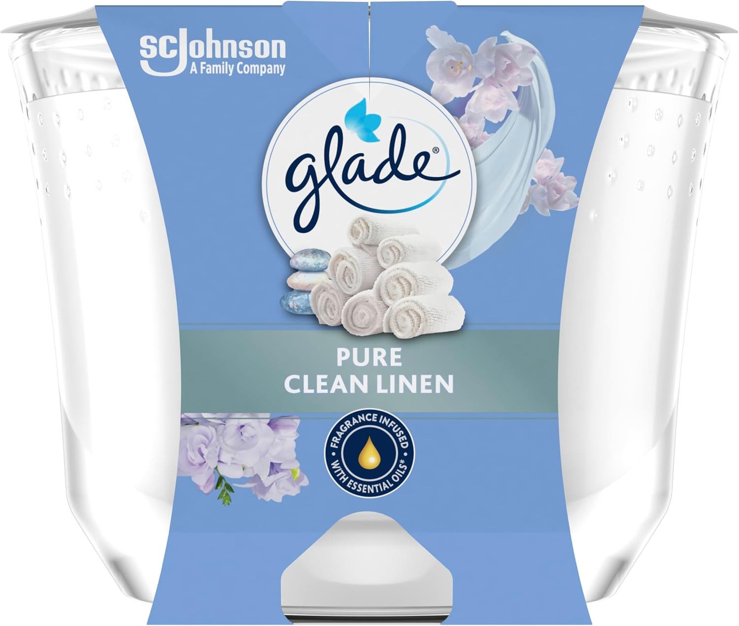 Glade Duftkerze Langanhaltende Duftkerze Clean Linen, 204 g