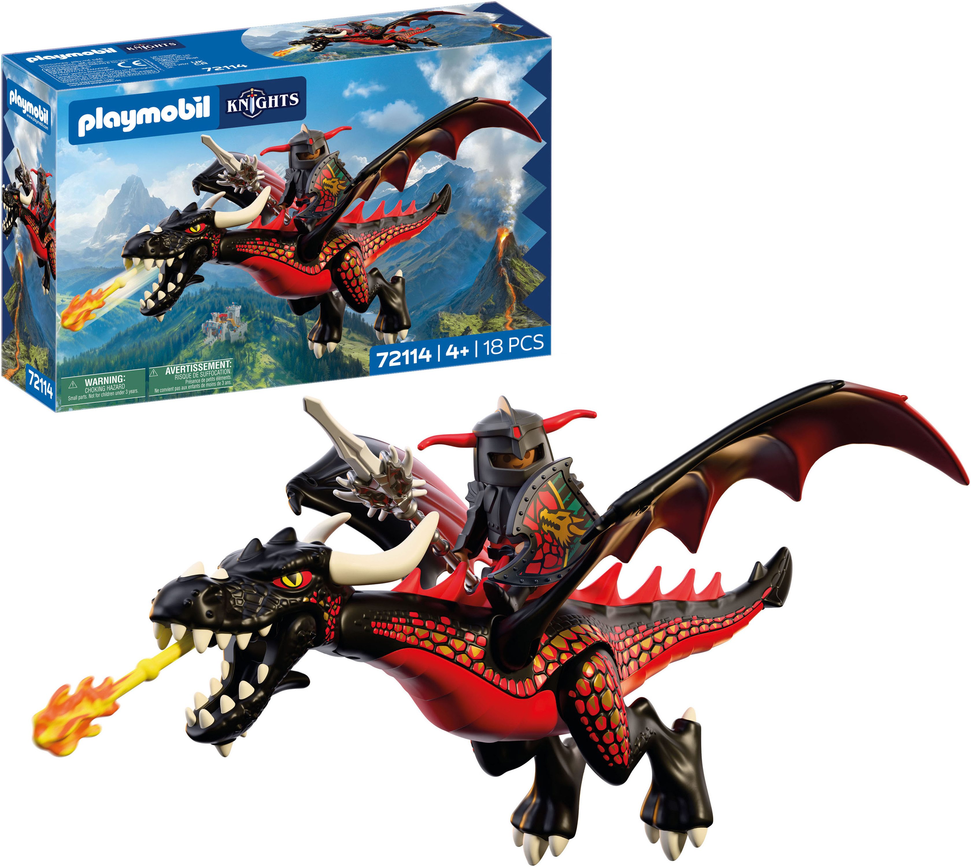 Playmobil® Schwarzer Drache (72114), Knights Konstruktions-Spielset, (18 St), Made in Europe