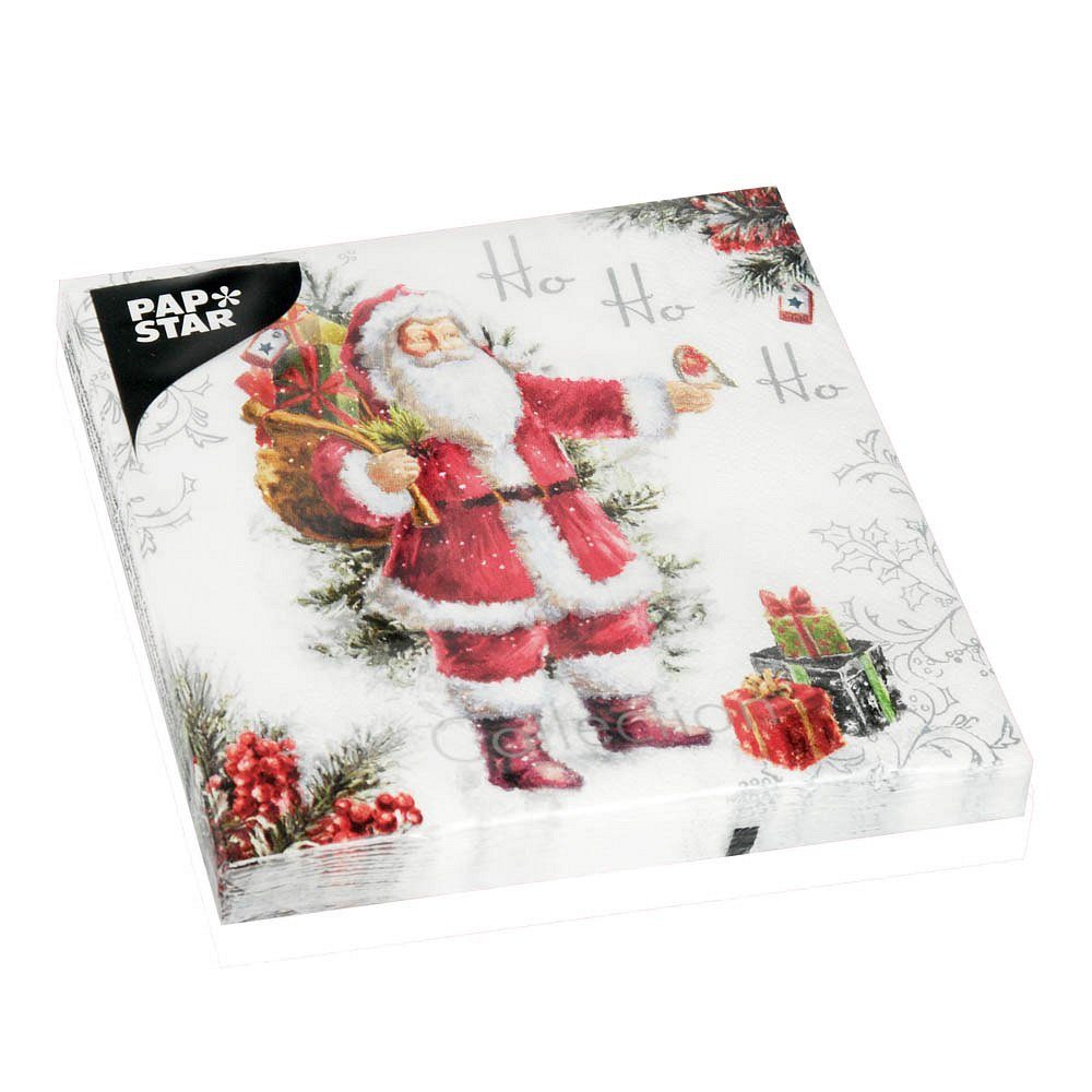 PAPSTAR Papierserviette 20 Weihnachtsservietten 33x33cm 3-lagig - HoHoHo, FSC®-zertifiziert