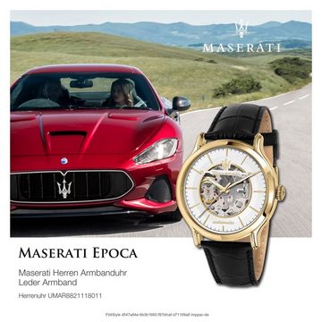 MASERATI Quarzuhr Maserati Herren Armband Epoca, Herrenuhr rund, groß (ca. 42mm) Lederarmband, Made-In Italy