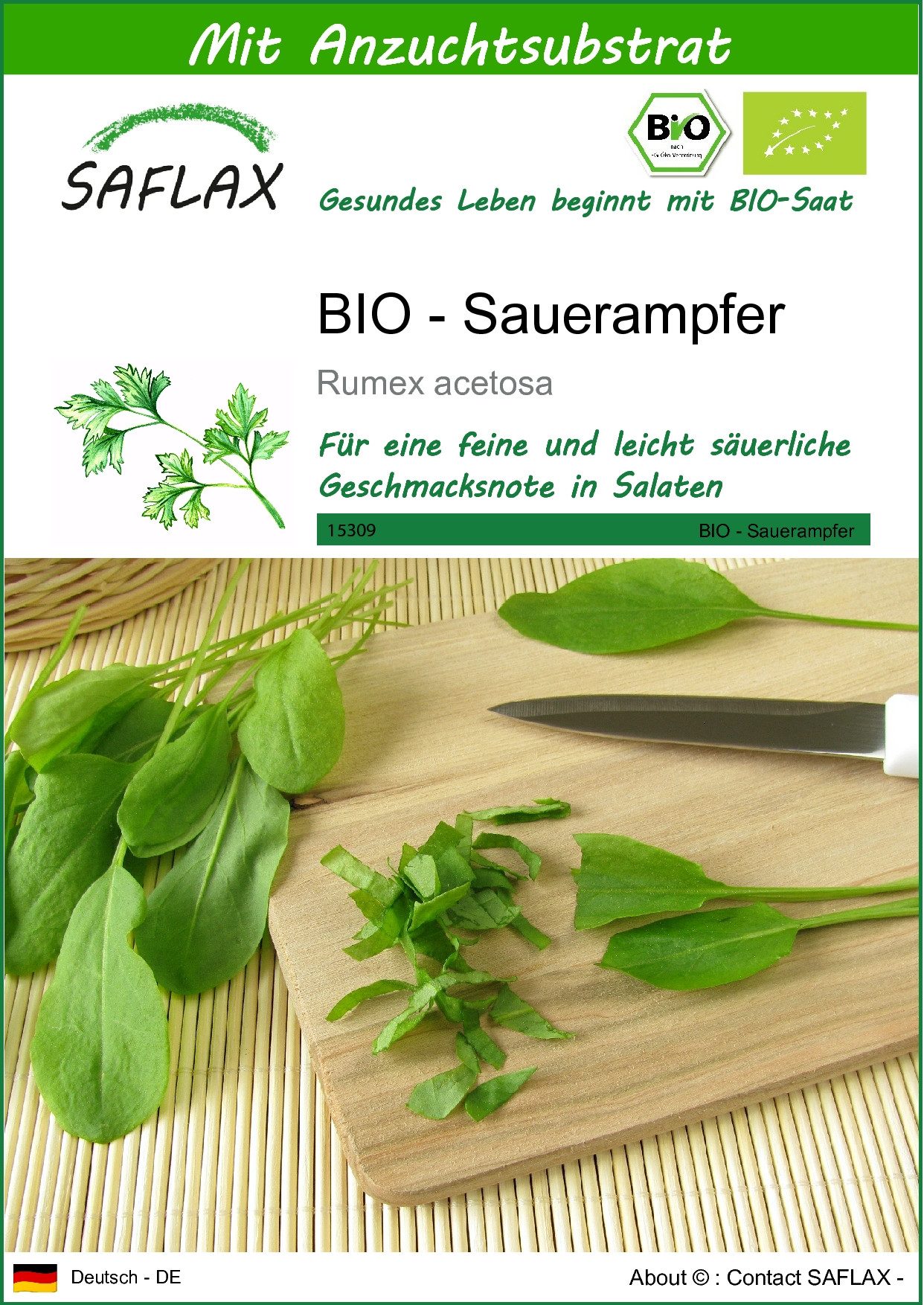 Kräutersamen SAFLAX - Samen und Substrat - BIO - Sauerampfer