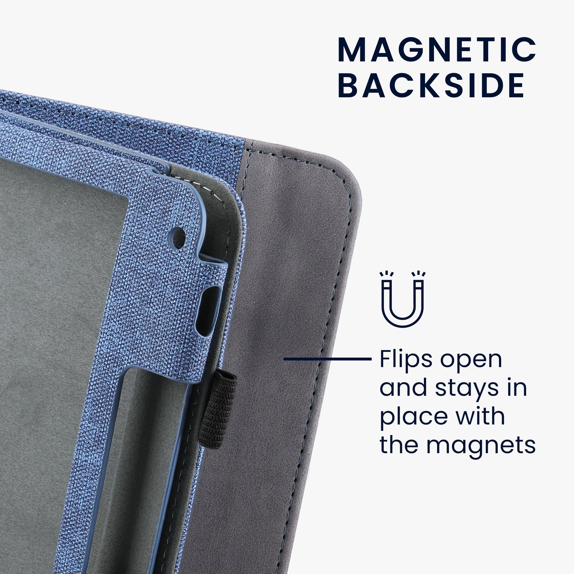 kwmobile E-Reader-Hülle Flip Schutzhülle für Tolino Vision 6, Handschlaufe - Cover Wildleder-Optik – Bild 5 von 5