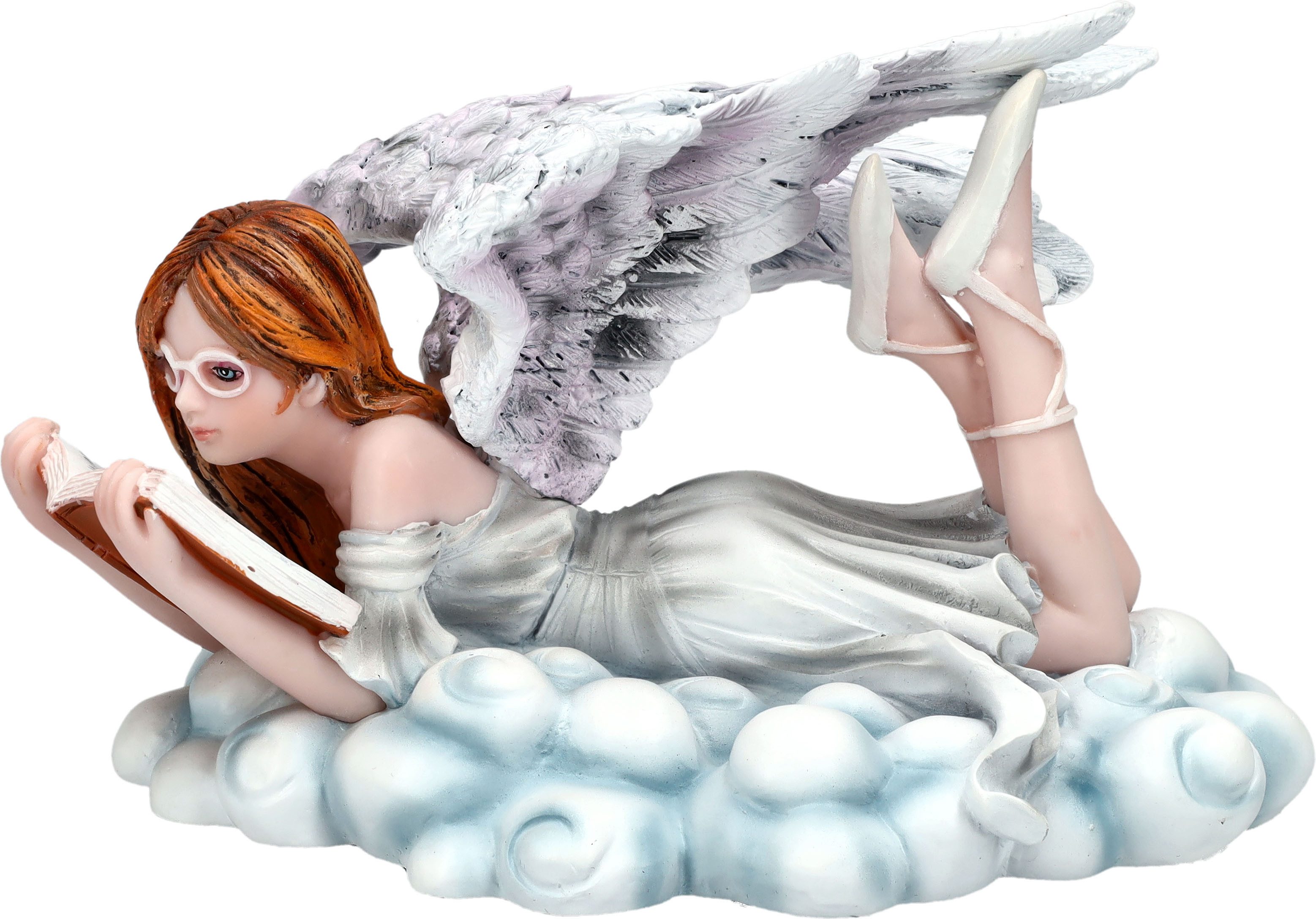 Figuren Shop GmbH Fantasy-Figur Engel Figur - Anja liest Buch auf Wolke - Fantasy Dekofigur Dekoration