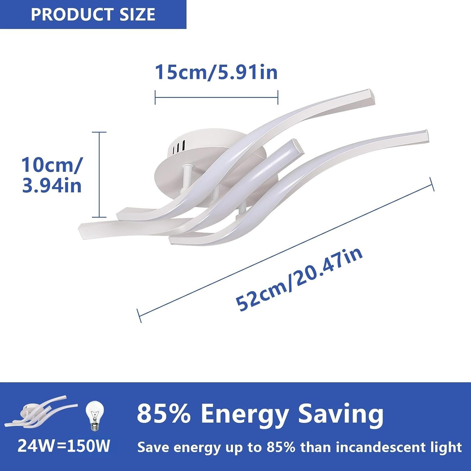 Riserva Deckenleuchten LED Deckenleuchte 24W Weiß Modern 3-line Design Aluminium, LED wechselbar