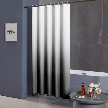 FELIXLEO Duschrollo Duschvorhang Anti-schimmel für Badezimmer Weiß nach Schwarz 180x180cm