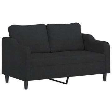 vidaXL Sofa 2-tlg. Sofagarnitur mit Kissen Schwarz Stoff