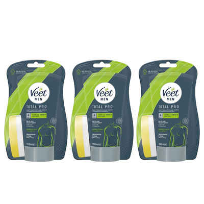 Veet MEN Enthaarungscreme Power Effect, Spar-Pack, 3 St., 3 x 150ml, für schnelle und effektive Haarentfernung unter der Dusche