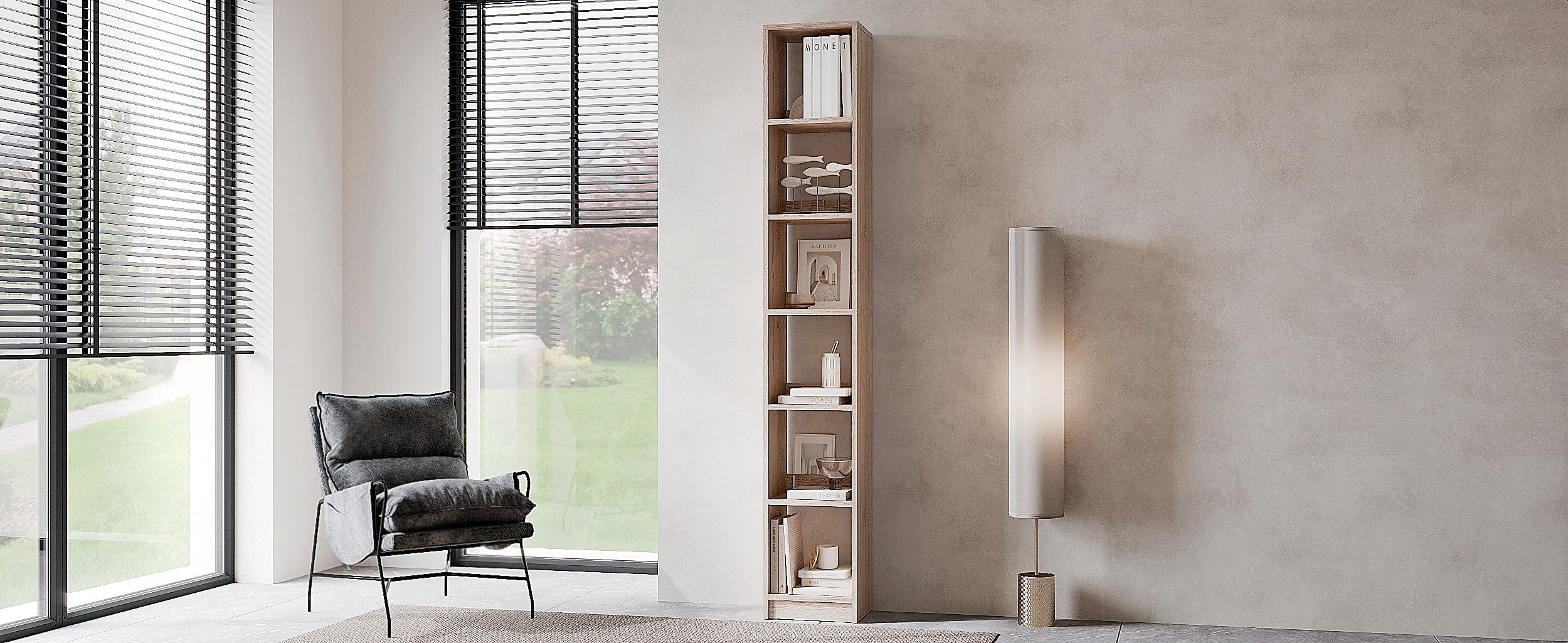 KOMTO Bücherregal LAKO Bücherregal 20-30 cm Breit, Schmales Regal mit 3-7 Fächern – Bild 3 von 5