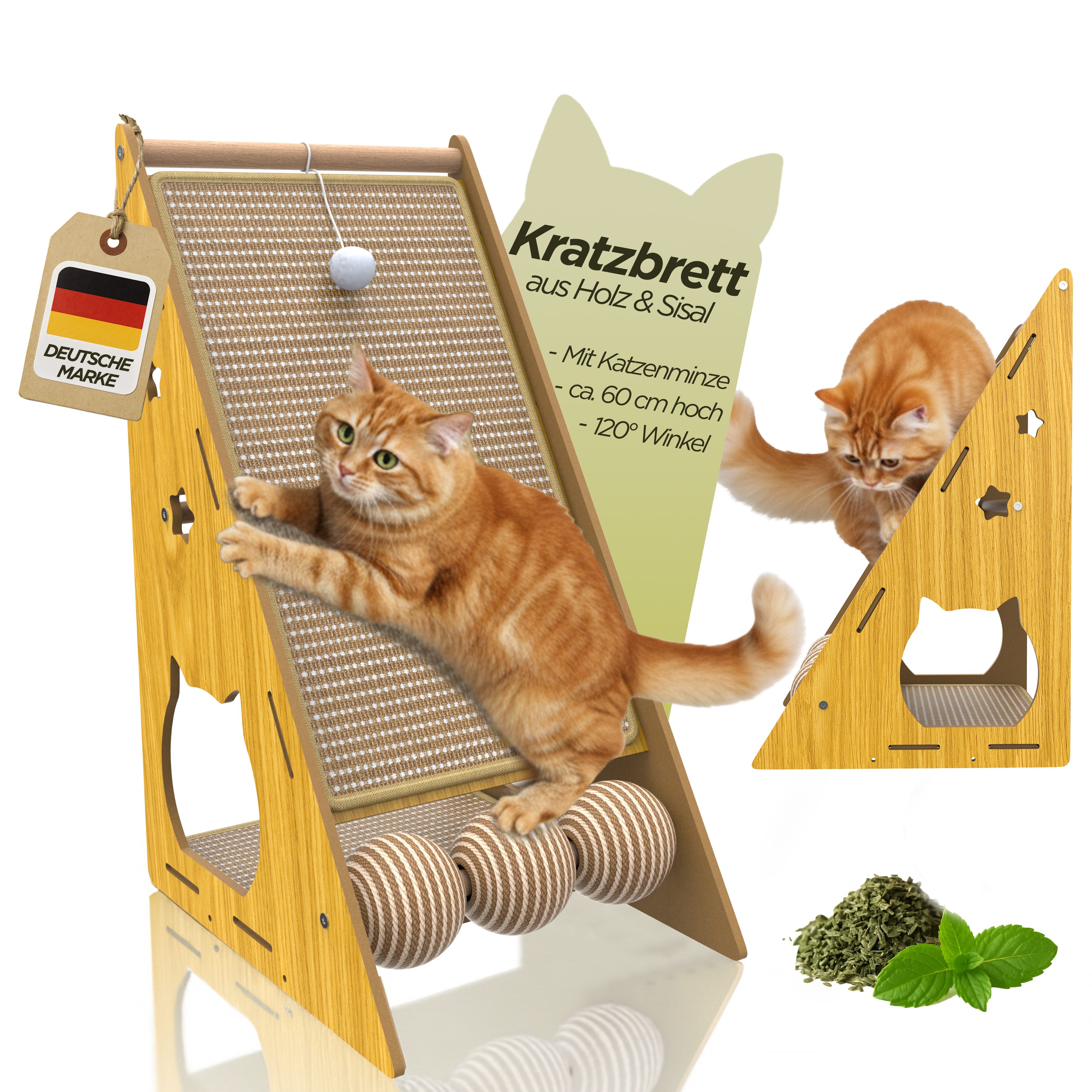 Petsation Kratzbrett Katzenkratzbrett aus Sisal – Vertikales Kratzbrett für Katzen, Spieltunnel