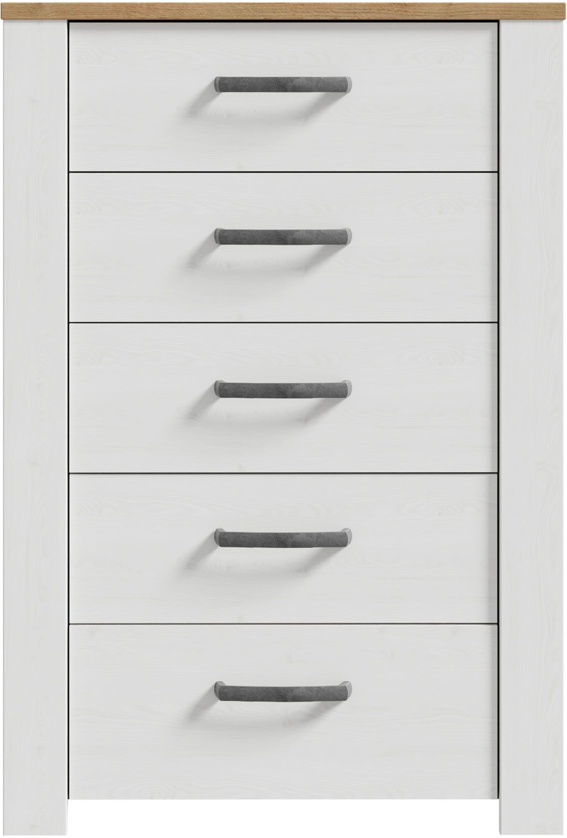 FORTE Kommode Bohol, B/H/T71,7/106,2/42 cm, 5 Schubkästen, Landhaus