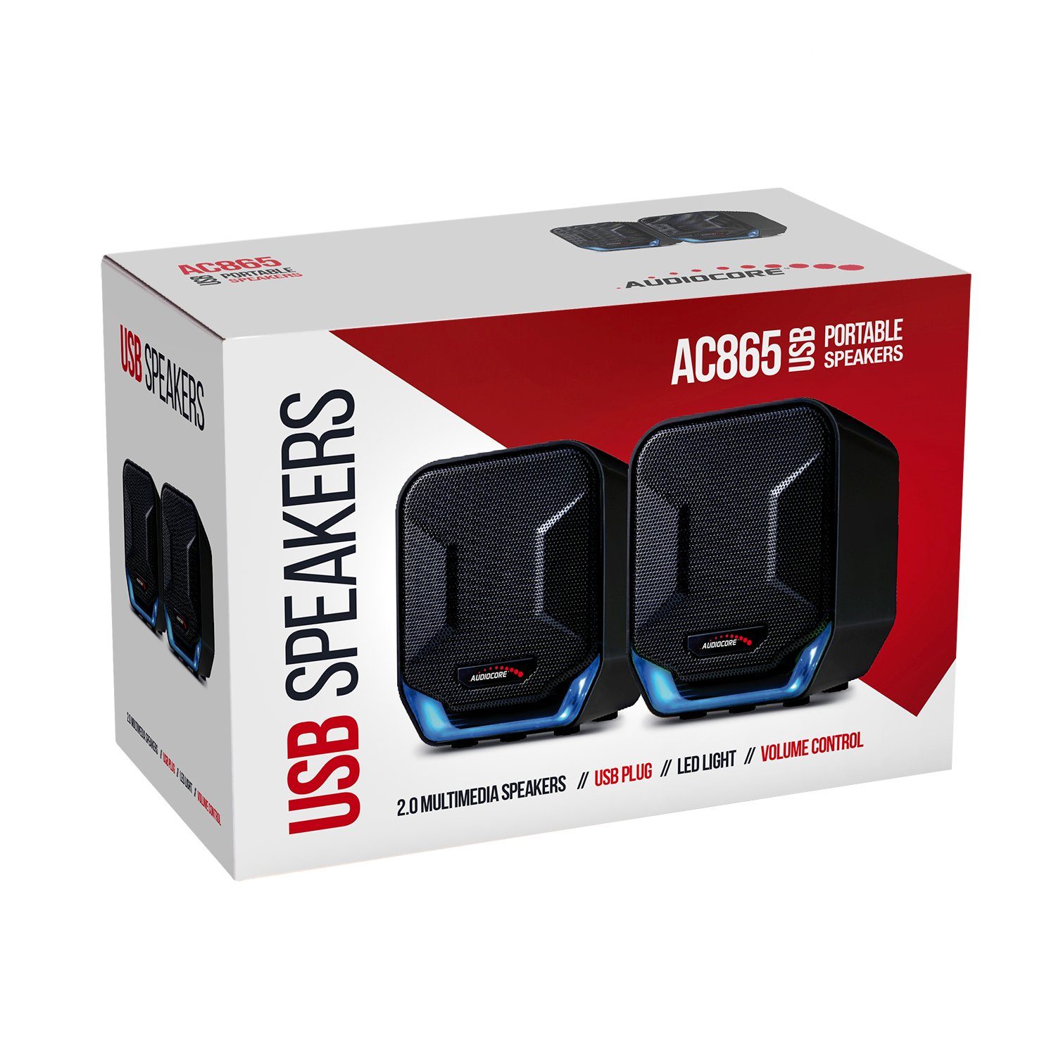 Audiocore AC865 PC-Lautsprecher (USB (5V) Stereo Lautsprecher mit Lautstärkeregelung) – Bild 4 von 5