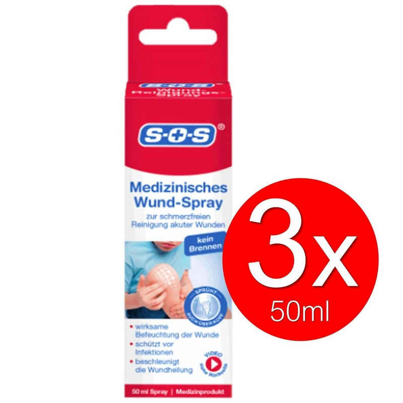 SOS Wundpflaster Medizinisches Wund-Spray Set Wundreinigung Verletzungen (heilt Wunden oder offene Stellen, 3 St., Wund Spray Set, Reinigt, schütz und Desinfiziert, sofortwirkung), Wundheilung Heilung