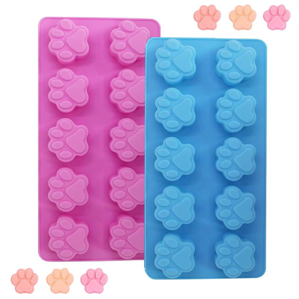 NUODWELL Backform 2 Silikonformen für rosa und blaue Welpenpfotenknochen