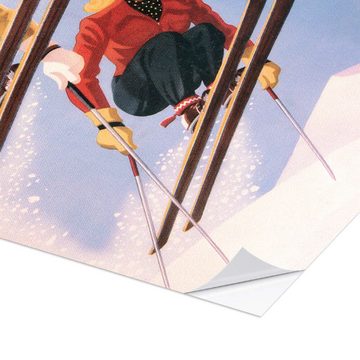 Posterlounge Wandfolie Vintage Ski Collection, Skispringer, Vintage Illustration