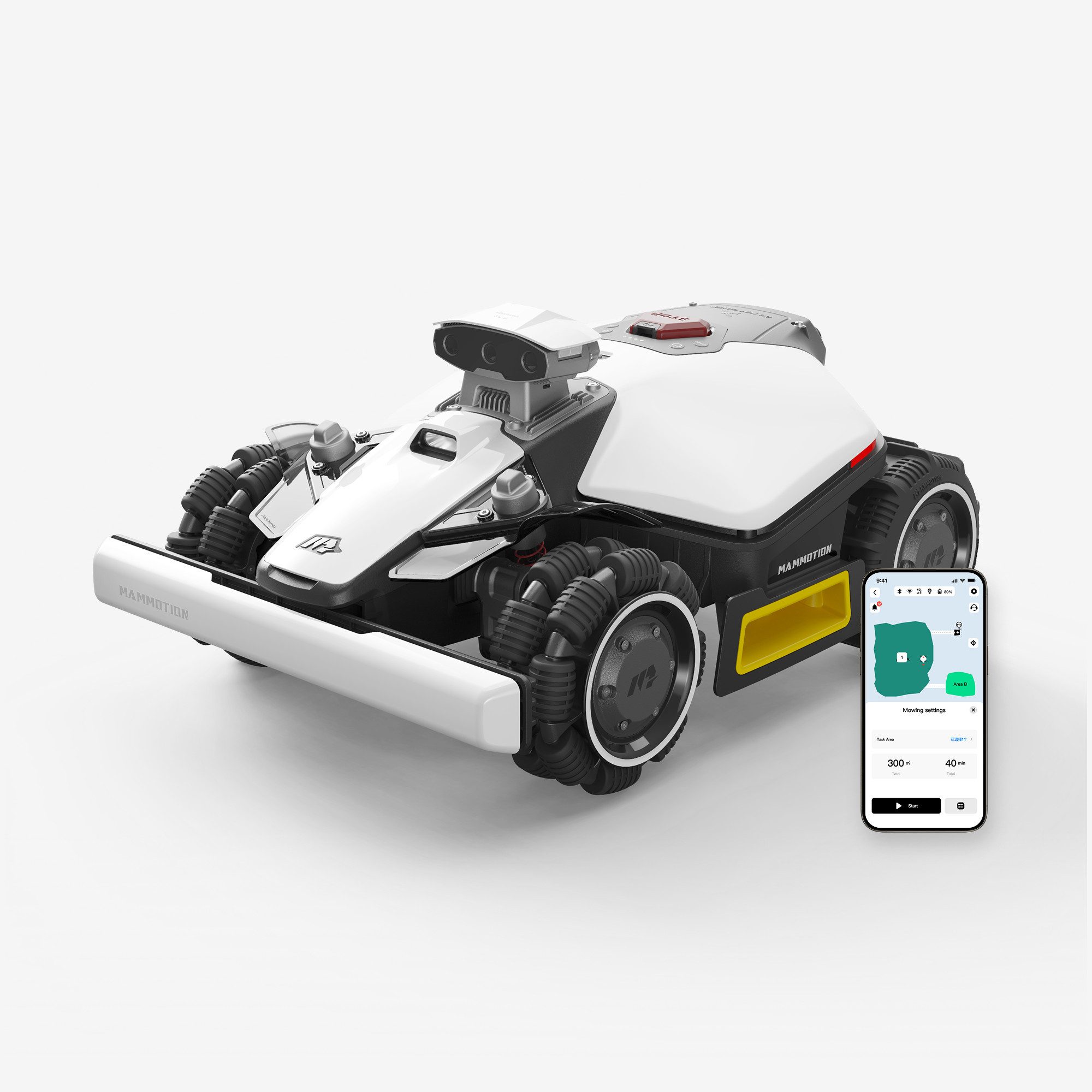 Mammotion Rasenmähroboter LUBA Mini 2 AWD 1000 Mähroboter ohne Begrenzungskabel, bis 1000 m² Rasenfläche, Triple-Kamera KI-Vision + NetRTK, Randmähen, DropMow, Auto-Kartierung
