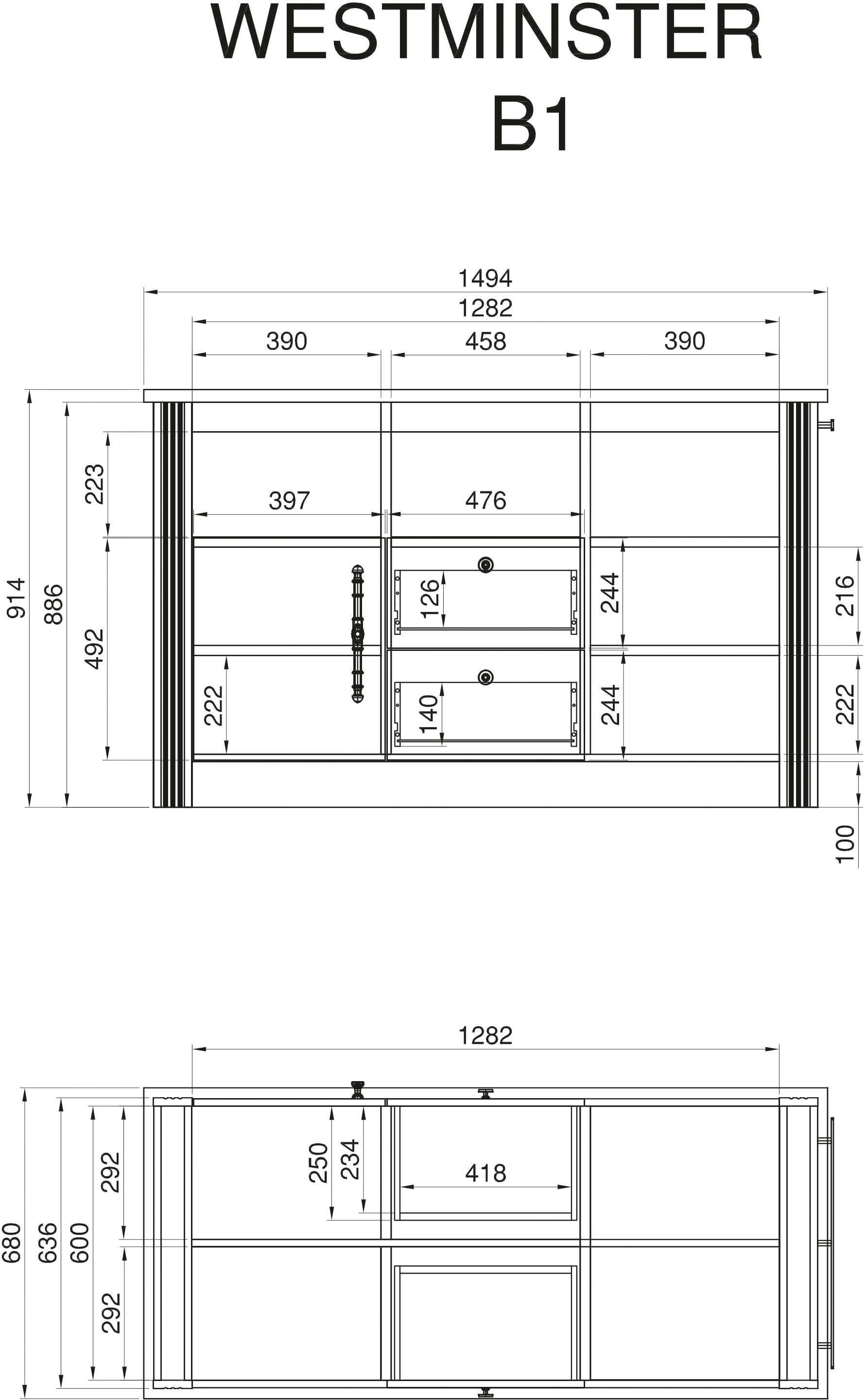 OTTO home Küche KS-Westminster, Breite 226 cm, ohne E-Geräte