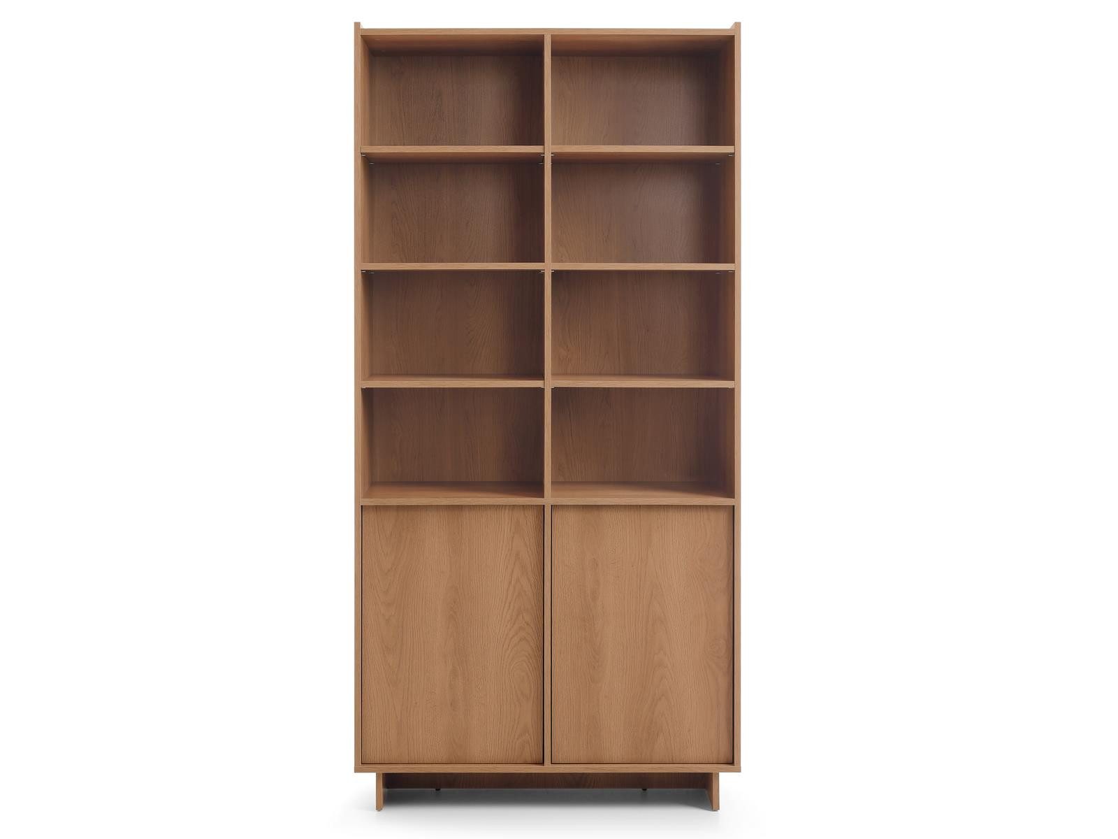 Compleo Bücherregal mit 2 Türen, Japandi Design, Eiche Karamell KELLOS
