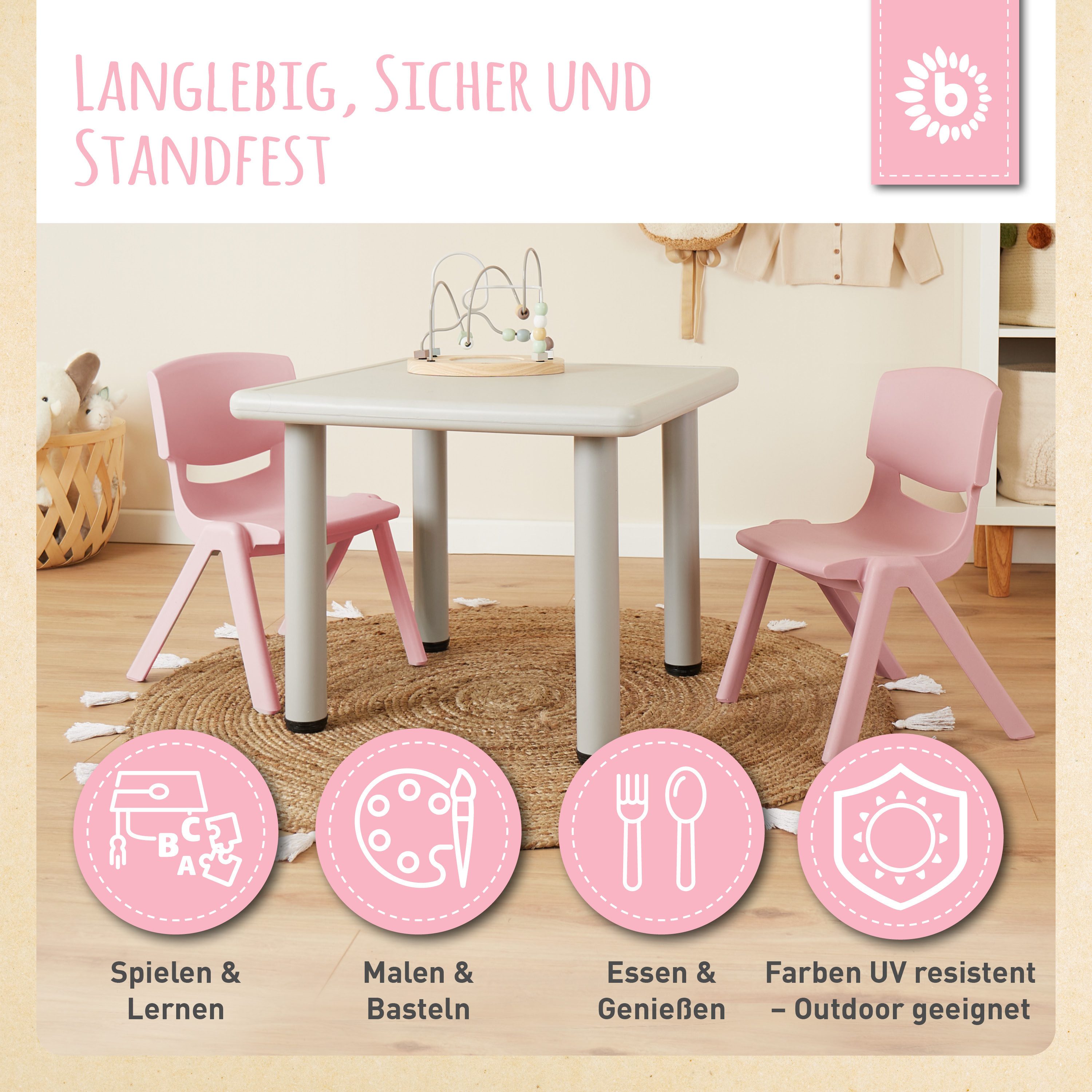 BIECO Stuhl Bieco Kinderstuhl bis 80kg stapelbar, kippsicher Stuhl Kinder – Bild 5 von 5