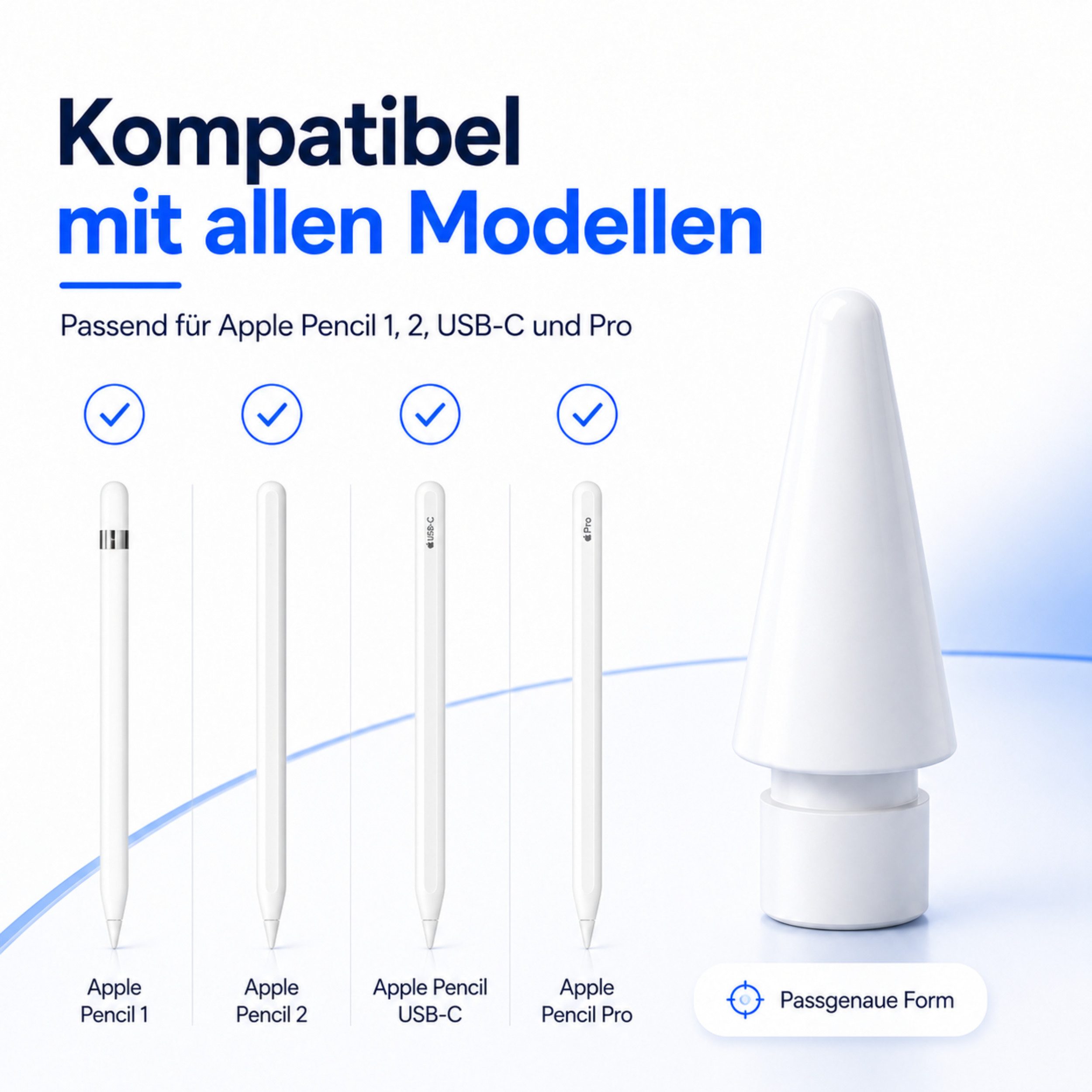 PlugUp Eingabestift Spitze für Apple Pencil 1. 2. Pro & USB-C Generation Ersatzspitze (Spar-Set, 2-St., 2-teilig) 2x Ersatzspitzen für Apple Pencil 1. Generatio – Bild 3 von 5
