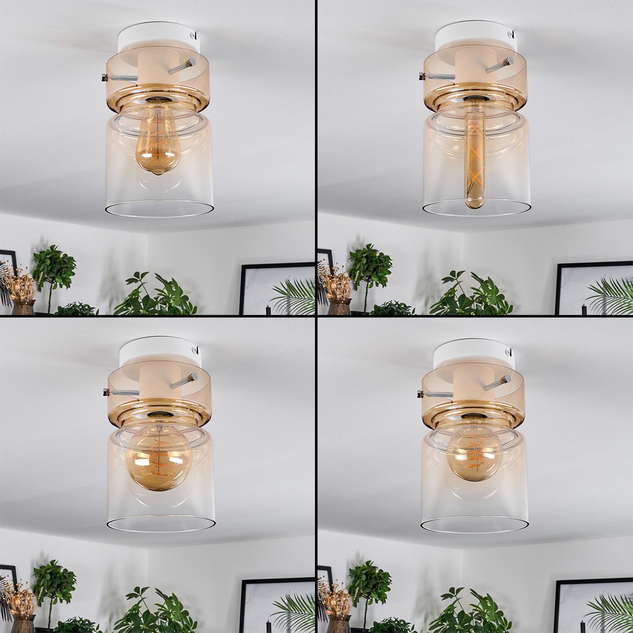 hofstein Deckenleuchte 1-flammige Deckenlampe aus Metall/Glas günstig online kaufen