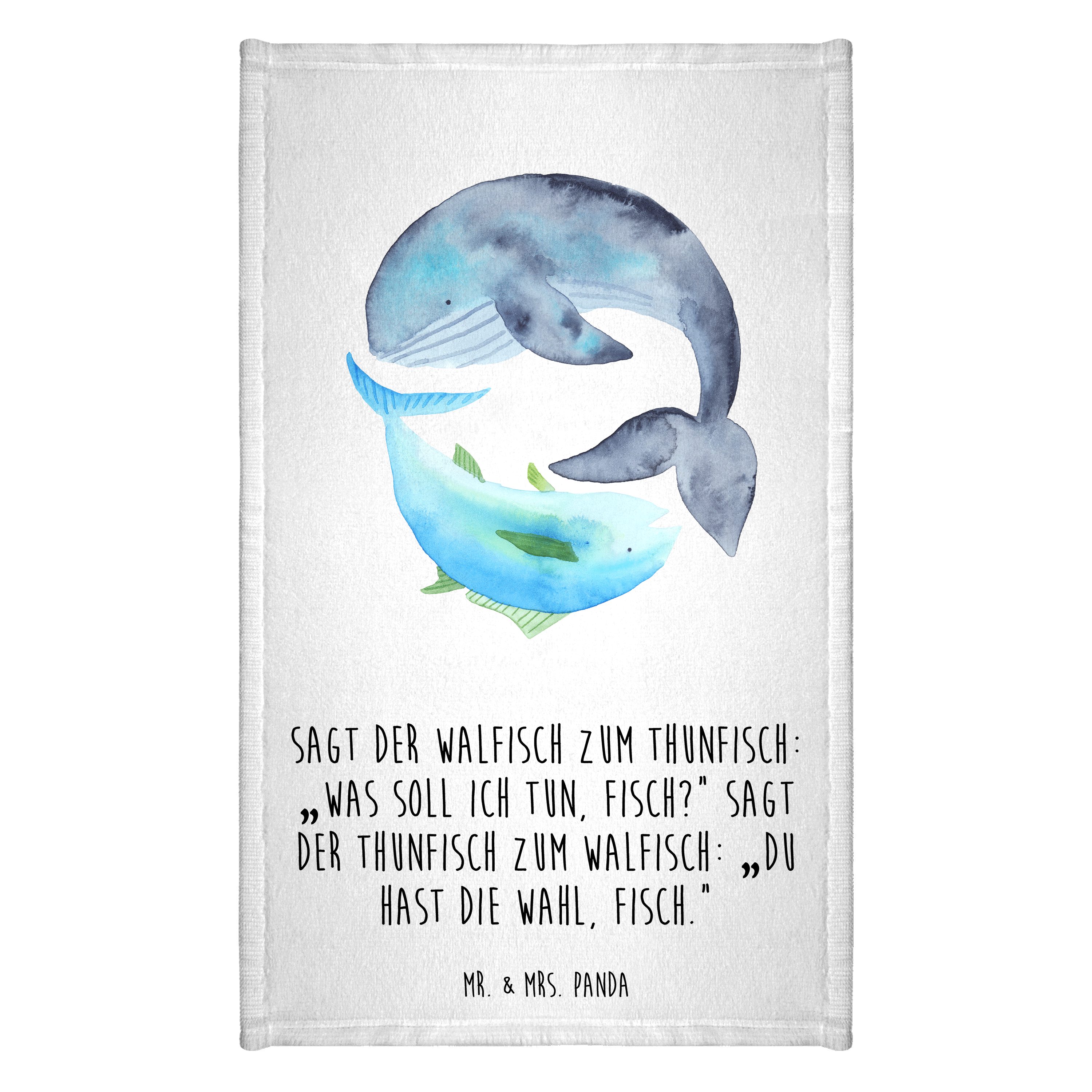 Handtuch Walfisch Thunfisch - Weiß - Geschenk, Spruch des Tages, Flachwitz, Re