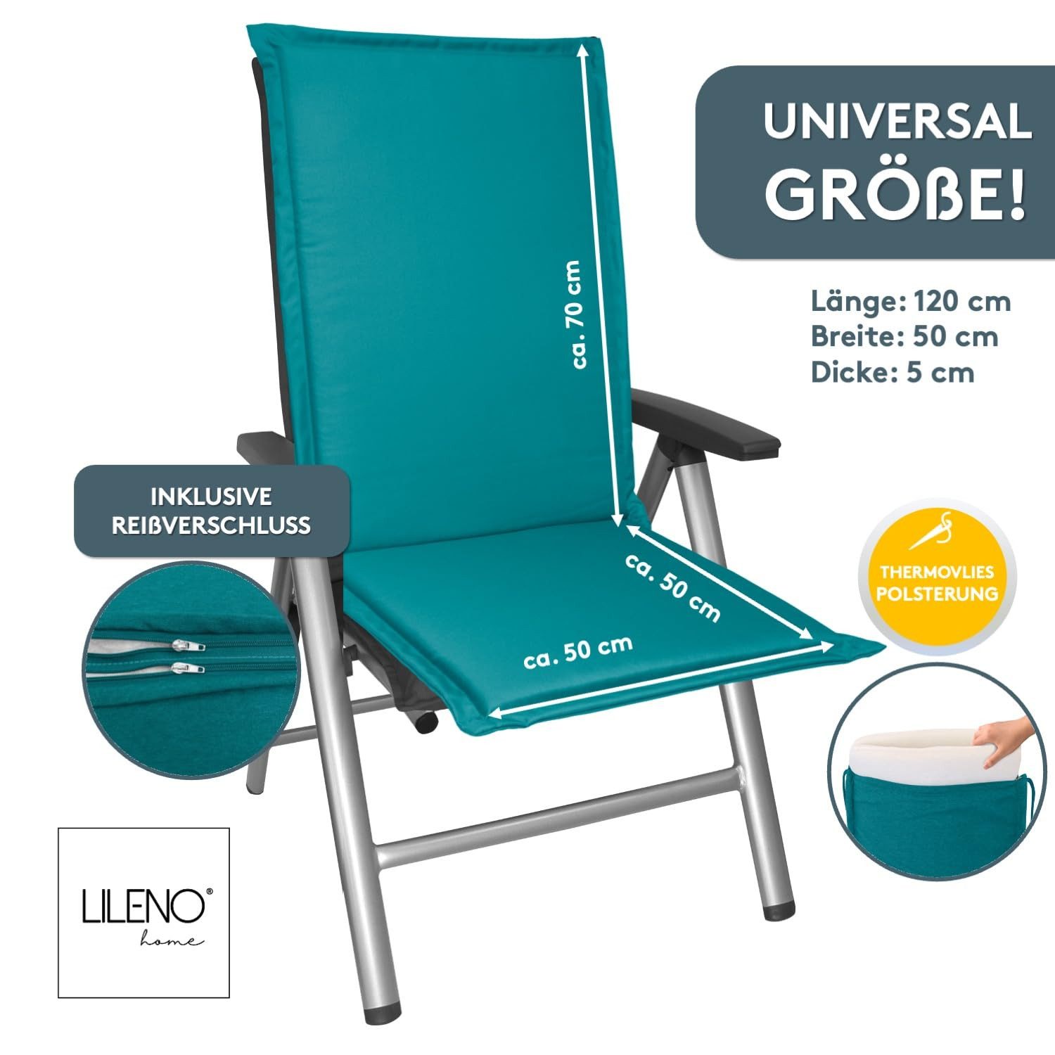 LILENO HOME Hochlehnerauflage Gartenstuhl Auflage, bequeme Sitzauflage für günstig online kaufen