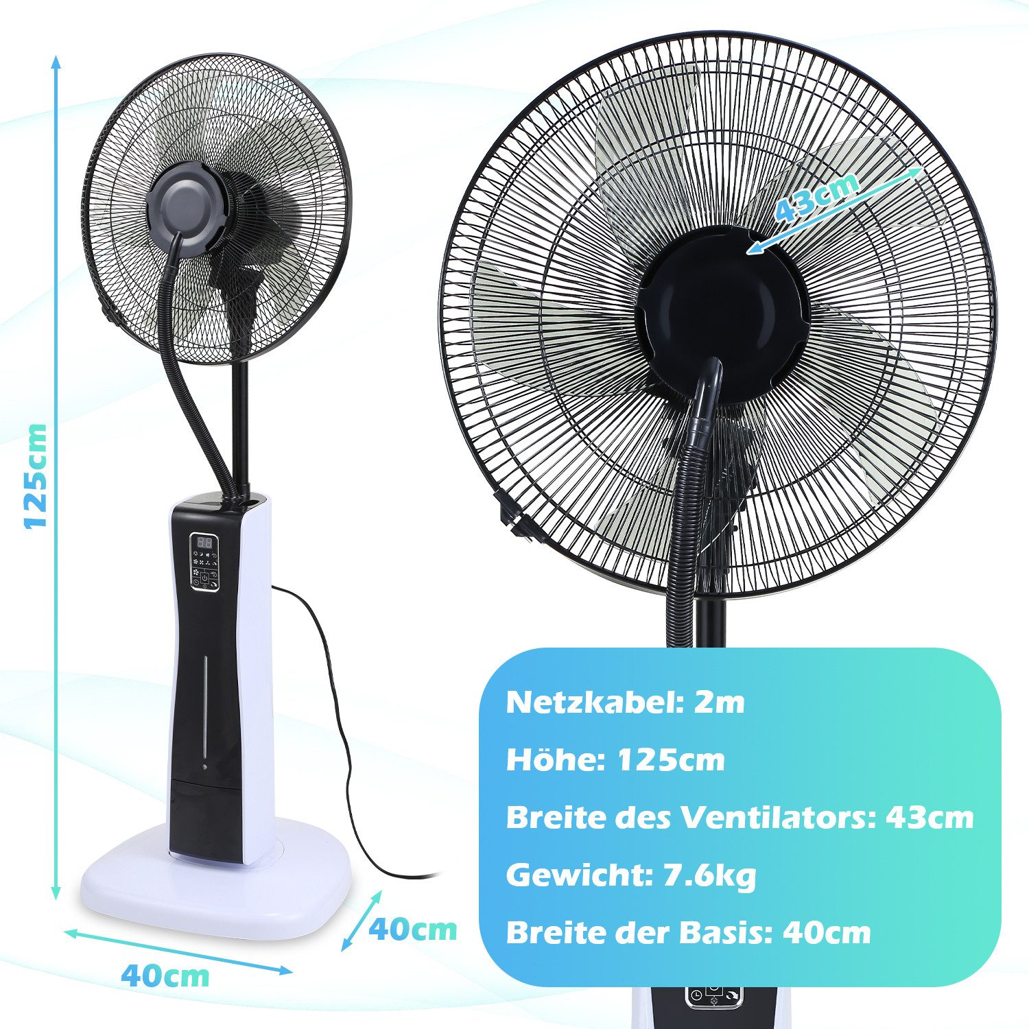 Clanmacy Standventilator Ventilator 75W Standlüfter leise günstig online kaufen