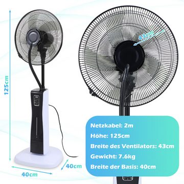 Clanmacy Standventilator Ventilator 75W Standlüfter leise Fan Bodenventilator Einstellung