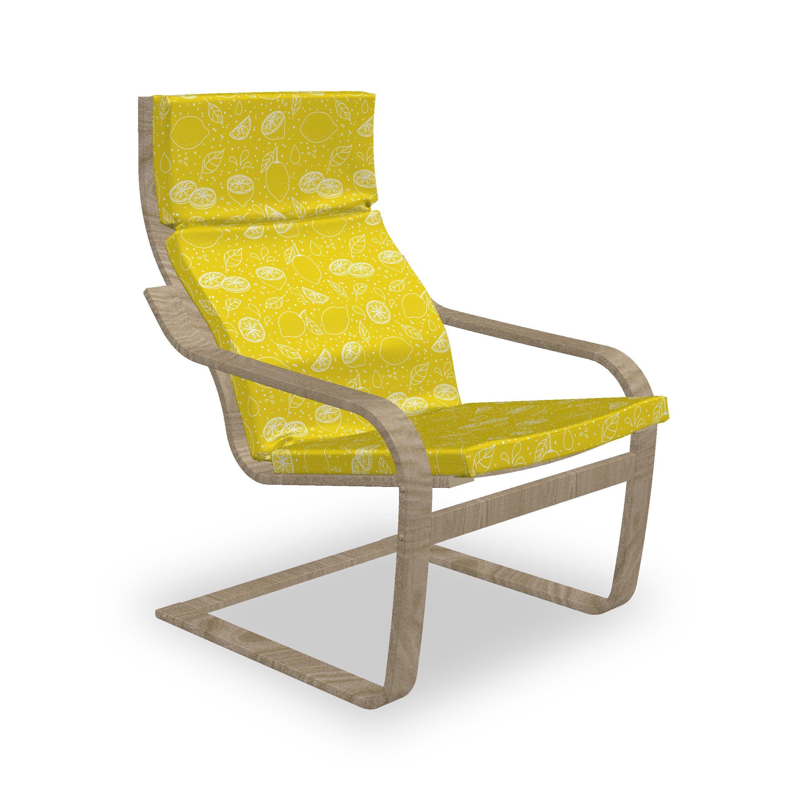 Abakuhaus Stuhlkissen Sitzkissen mit Stuhlkissen mit Hakenschlaufe und Reißverschluss, Gelb und Weiß Zitronen-Entwurf