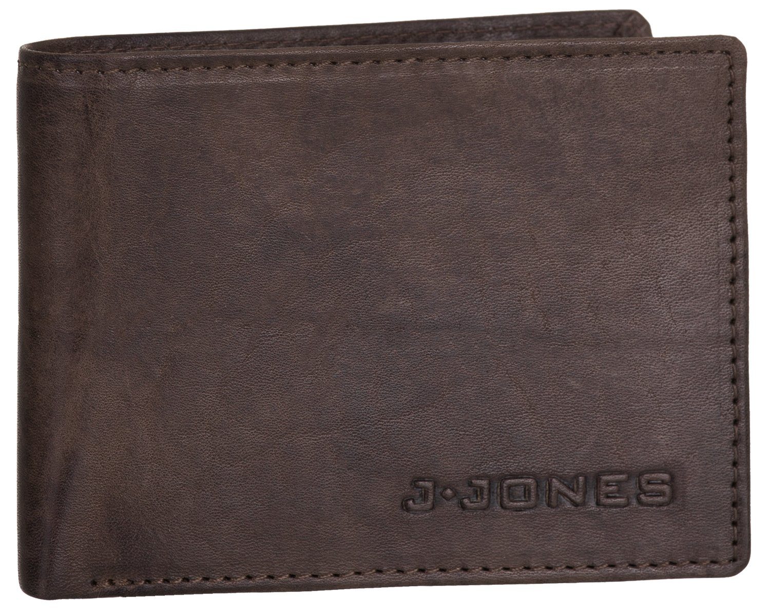 J.Jones Geldbörse, Geldbörse flach faltbar Echt Leder RFID-Schutz Portemonnaie Geldbeutel