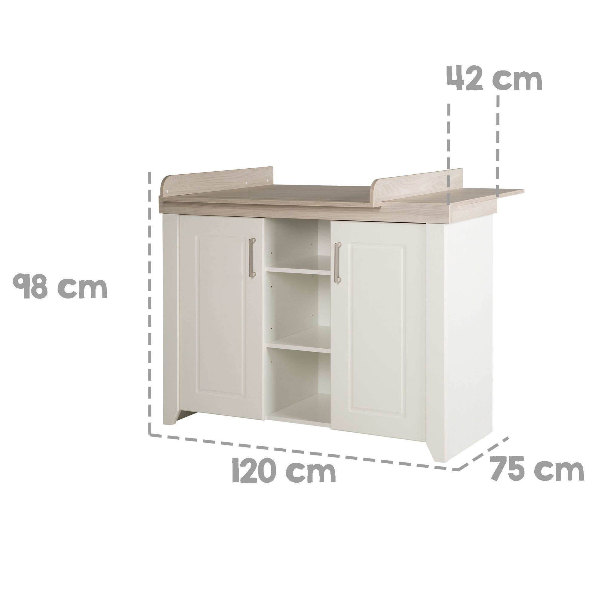 roba® Babyzimmer-Komplettset Felicia, Gitterbett, Wickelkommode & 3-türiger Drehtürenschrank, umbaubar