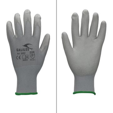 ECD Germany Arbeitshandschuh-Set Arbeitshandschuhe Mechanikerhandschuhe Montagehandschuhe 1 Paar PU-Beschichtung Größe 11-XXL Grau atmungsaktiv rutschfest