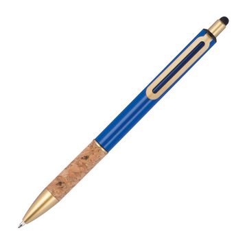 Livepac Office Kugelschreiber 10 Touchpen Metall-Kugelschreiber mit Korkgriffzone / Farbe: blau