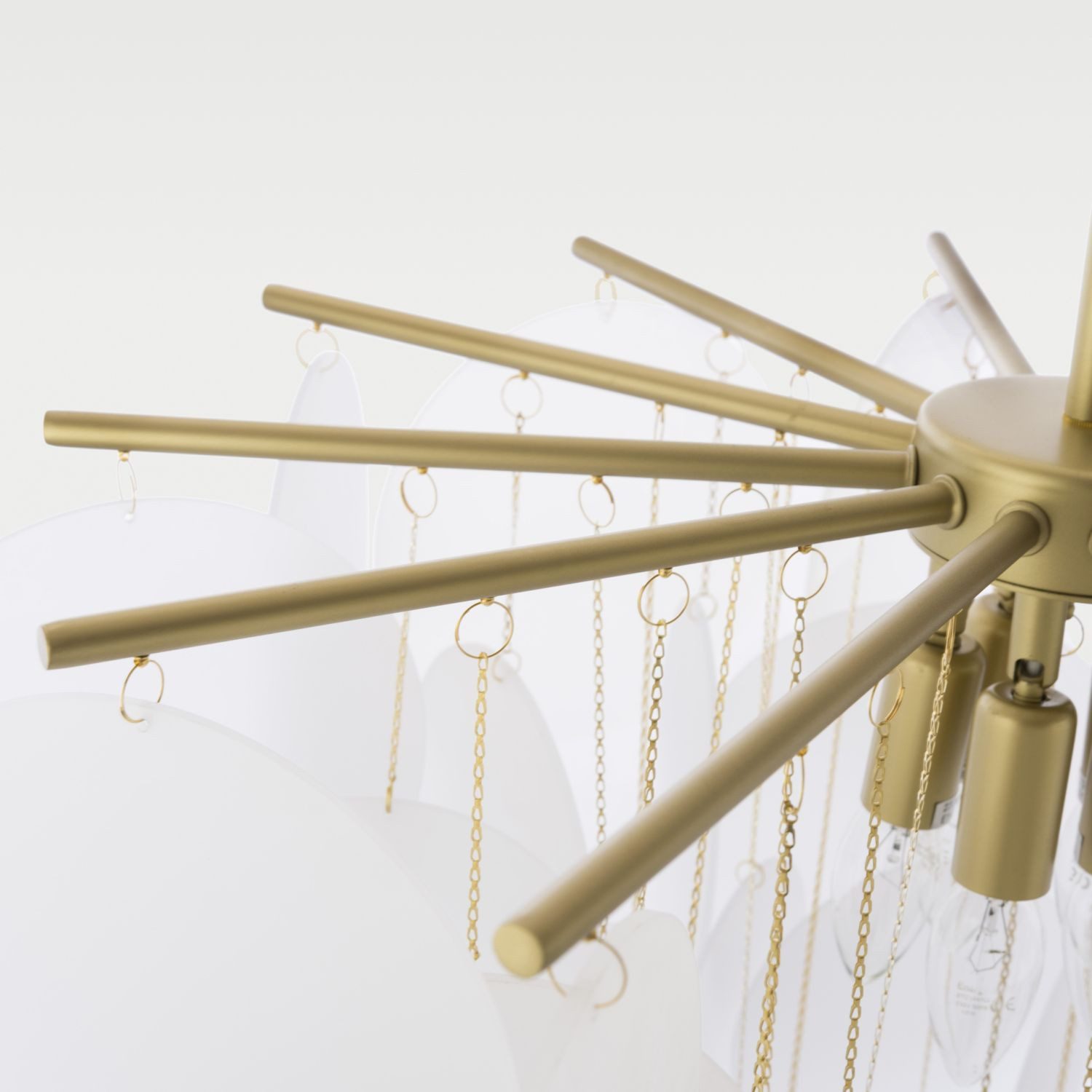 Licht-Erlebnisse Pendelleuchte GLAVIN, ohne Leuchtmittel, Weiß Messing Ø 65 cm H: max. 115 cm verstellbar Modern