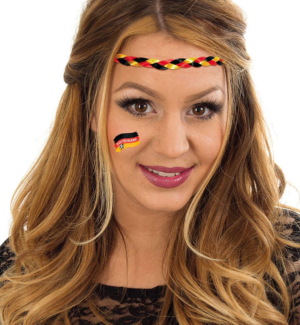 Fries Haarband Deutschland Fan Haarband Schwarz Rot Gold Fan Kostüm EM WM Party, Deutschlandfarben