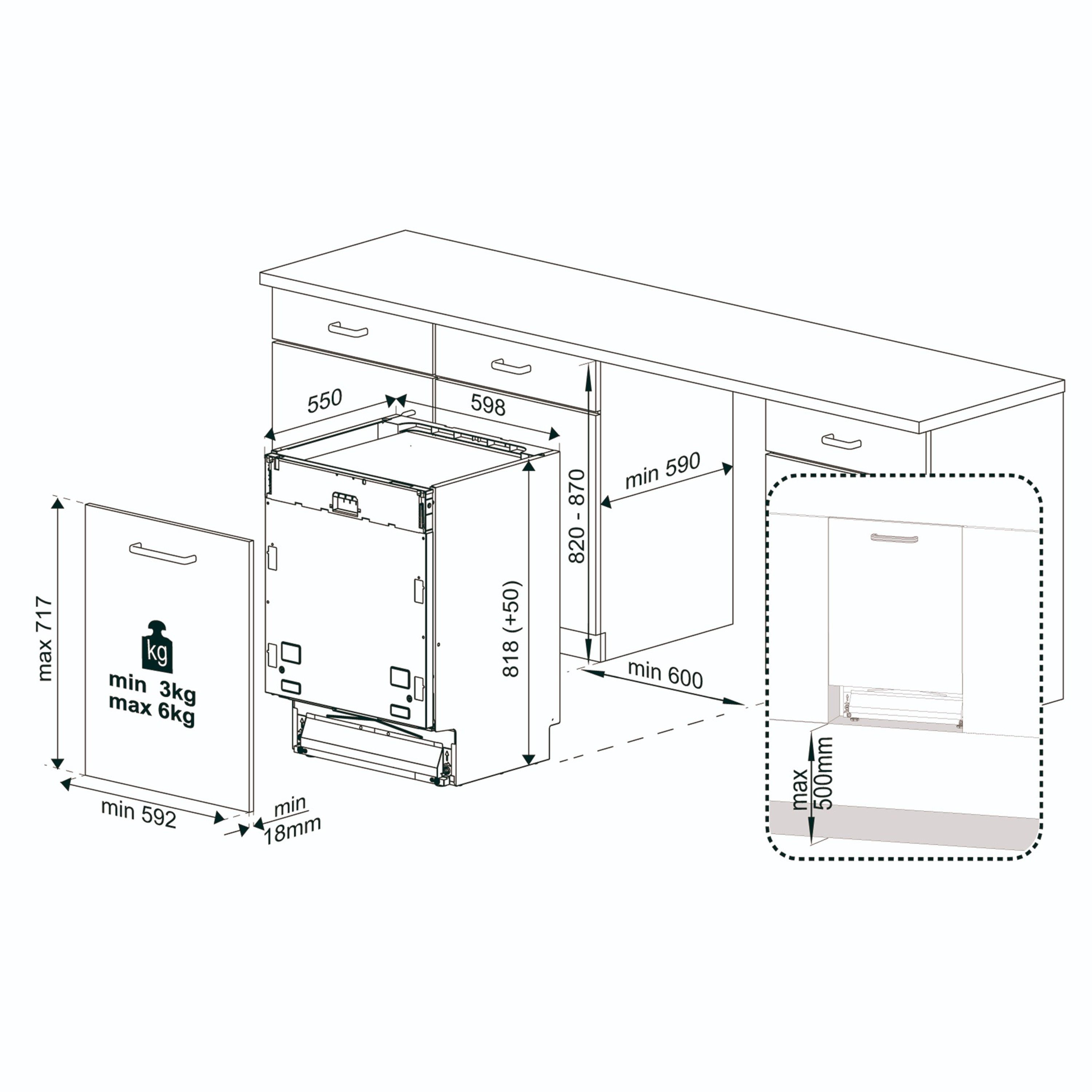 Küppersbusch vollintegrierbarer Geschirrspüler Projectline/Smartline G6300.0v, 9.5 l, 15 Maßgedecke, Halbe Beladung Programm, besonders leise