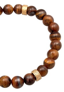 Kuzzoi Bead-Armband-Set Herren Tiegerauge Braun Vintage 925 Silber, Tigerauge