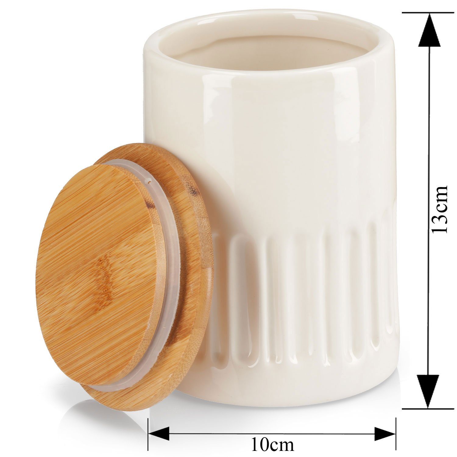 Keramik Vorratsdose mit 2 Vorratsdose Holzdeckel BOLTZE Dosen Set
