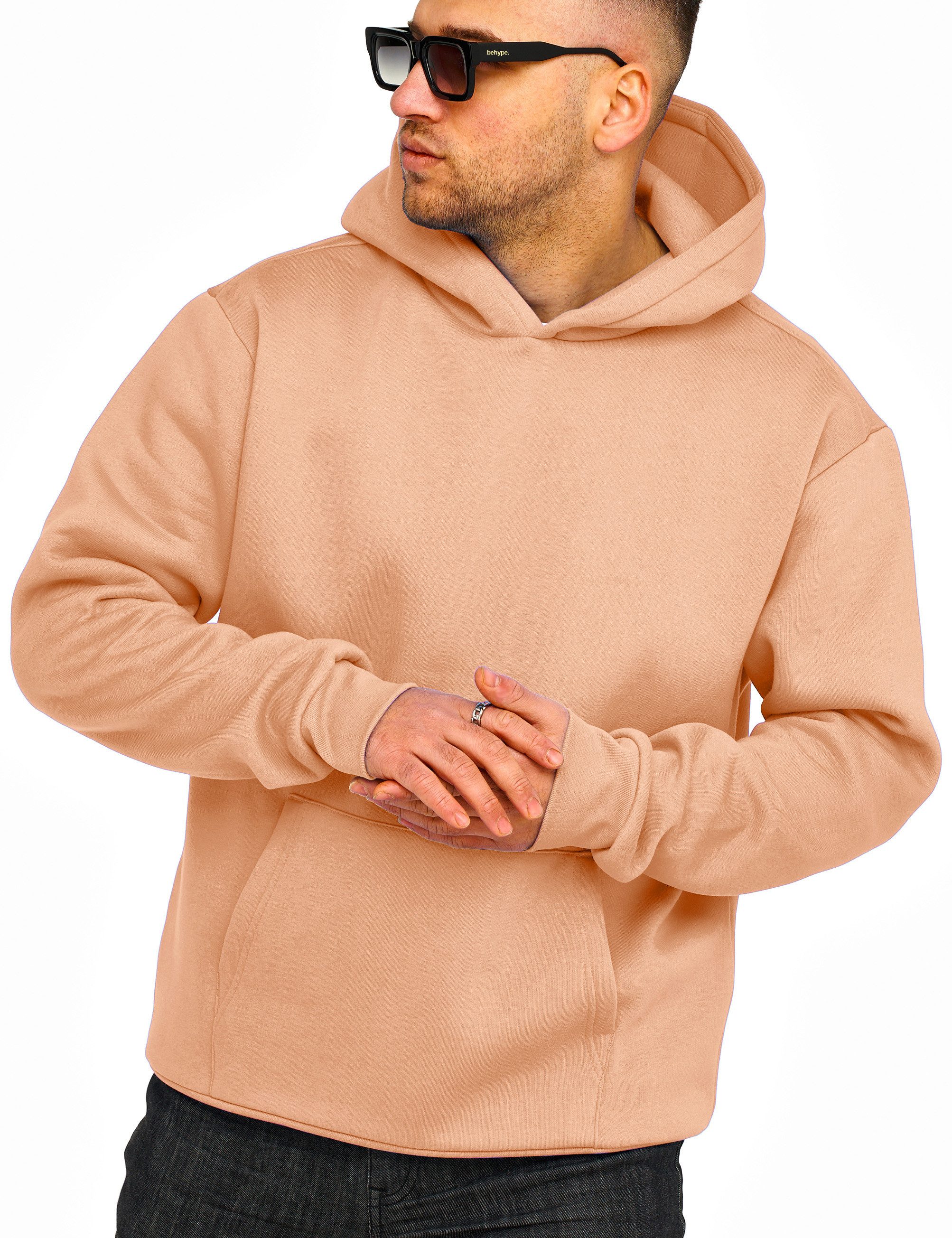 DAILY COTTON Hoodie im Oversize Schnitt Unifarben - Kapuzenpullover Loose-Fit Herren Basic Kapuzen-Sweatshirt Oversized Raglan Sweater