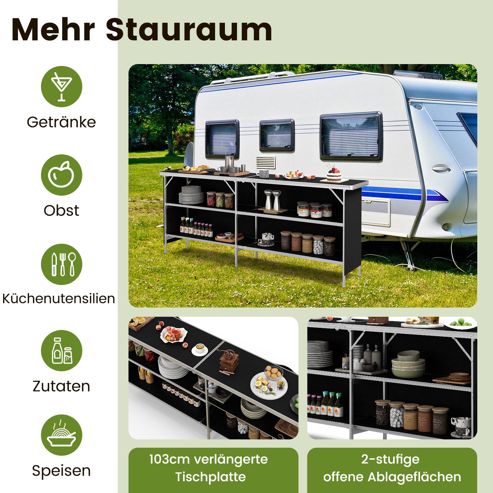 COSTWAY Campingtisch, Campingschrank faltbar, tragbar mit günstig online kaufen