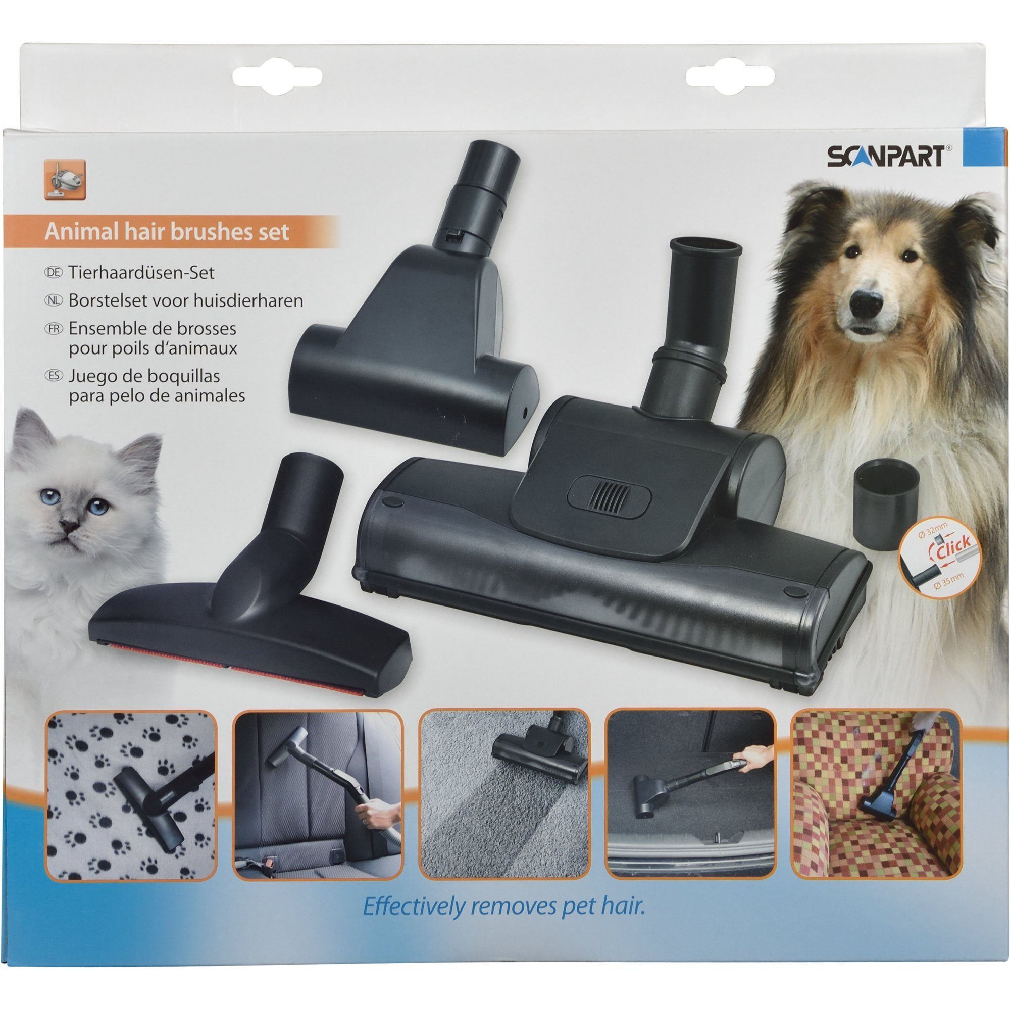 Scanpart Bodendüse 1190000107, Schwarzer Pinsel, 3 Stück, Adapter inklusive