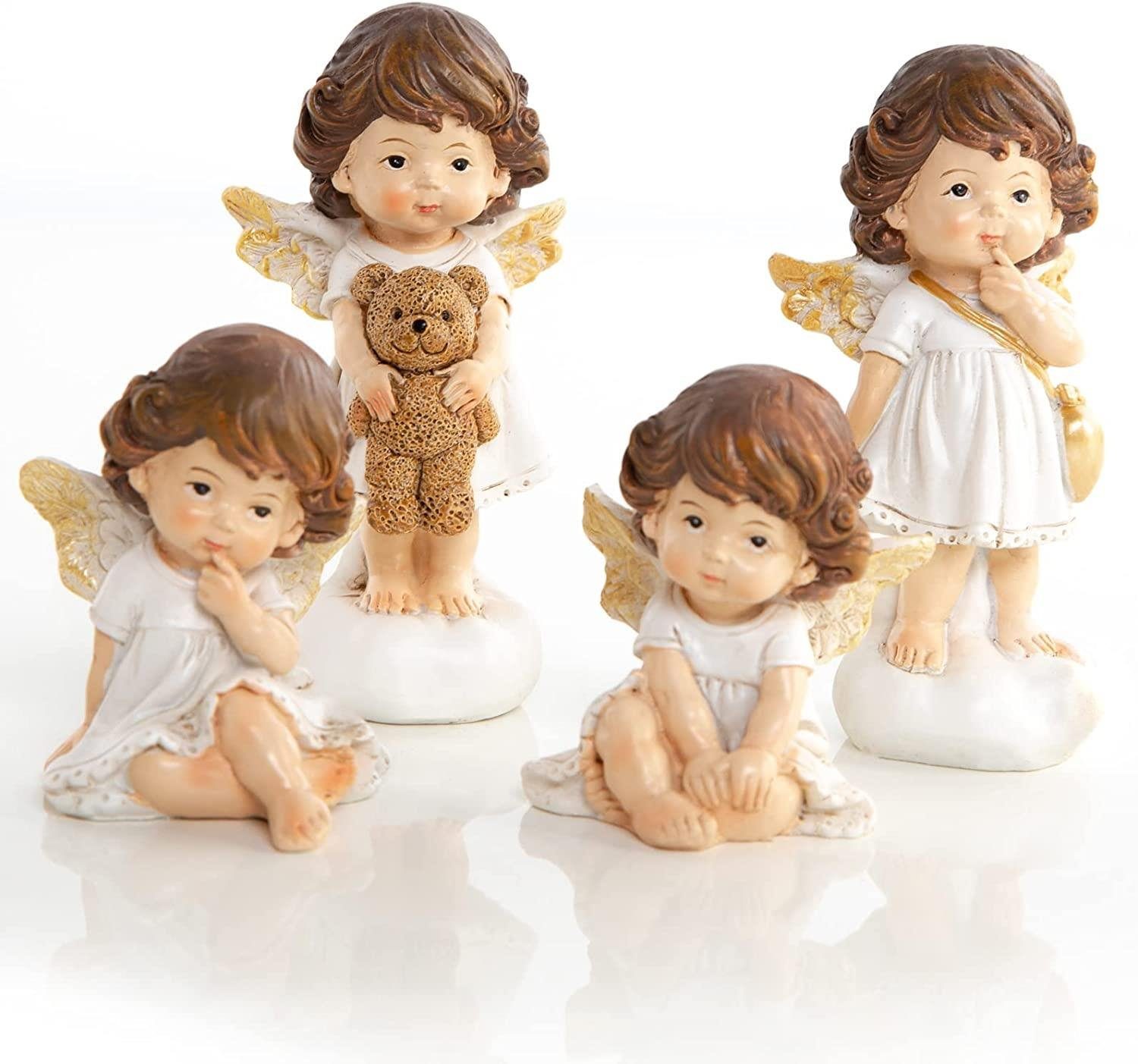 Weihnachtsfigur 4 Engel Figuren – Weihnachtsengel 11,5 cm