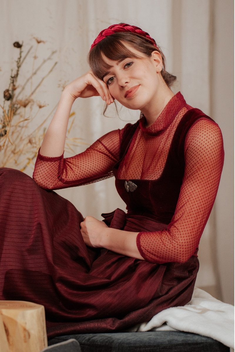 MarJo Dirndl Samt Dirndl 2tlg. - SUSI - rotwein/brombeer/granat günstig online kaufen