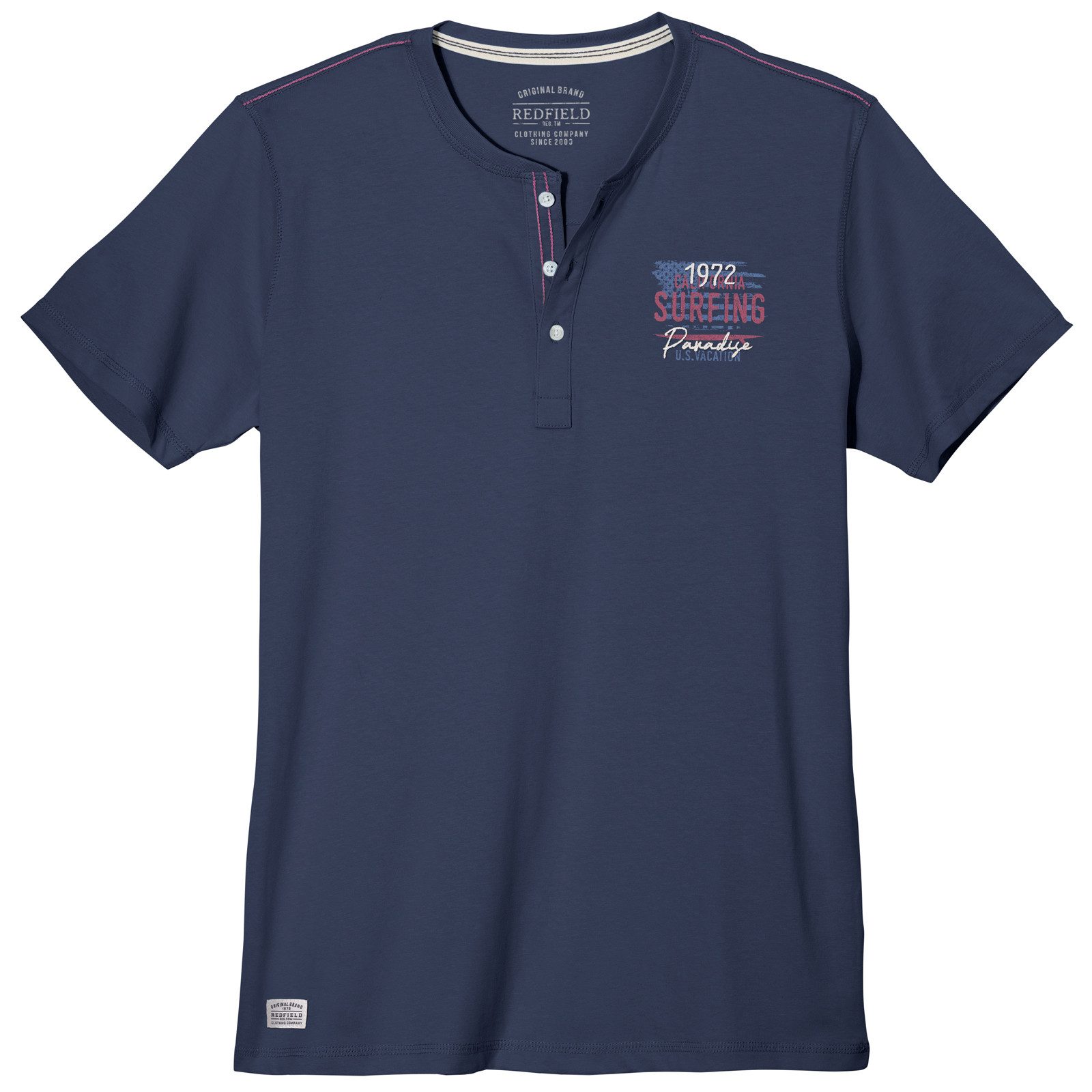 redfield V-Shirt Redfield Henley-T-Shirt Übergröße denimblau günstig online kaufen